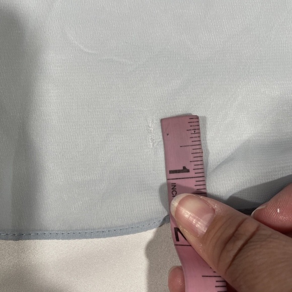 NEW $273 Dessy Collection [ 2 ] Surplice Ruched Chiffon Gown in‎ Misty Blue - Picture 5 of 12